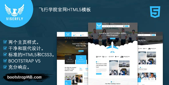 HTML5航空飞行学院网站模板 – VISERFLY