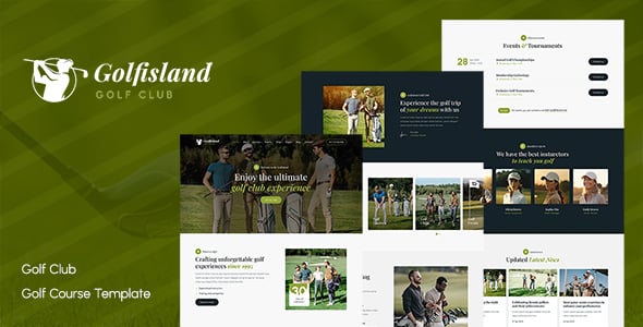 高尔夫俱乐部和球场网站Bootstrap模板 – Golfisland
