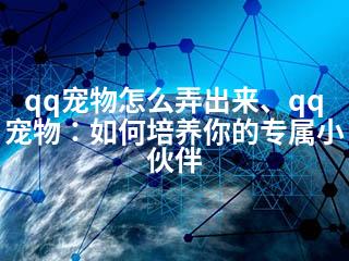 qq宠物怎么弄出来、qq宠物：如何培养你的专属小伙伴-2345资源网 - 精品建站资源与技术分享平台