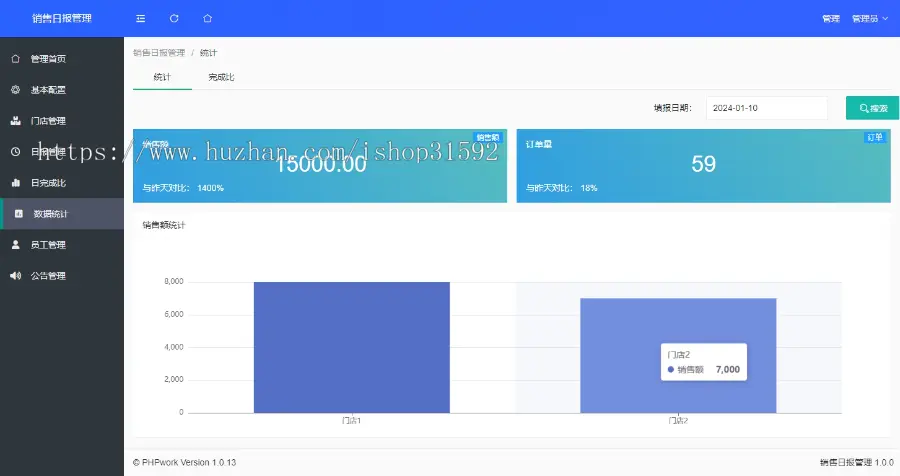 门店销售日报管理系统,任务完成汇报报告提交统计,php源码